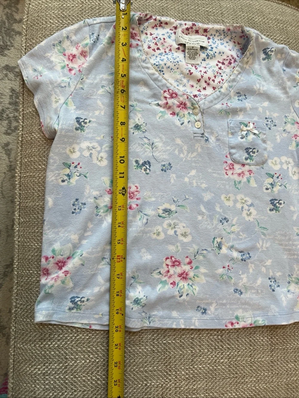Karen Neuburger Pajama Set Womens Small S New Floral Blue Short Sleeve Shorts